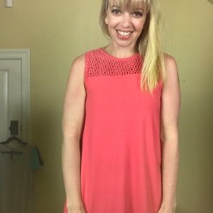 Agnes & Dora Eyelet Tank in Coral